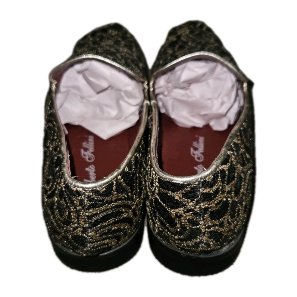 Alberto Fellini Sparko Gold/Black Brocade Loafers - Size 10 - EXCELLENT - Picture 4 of 6